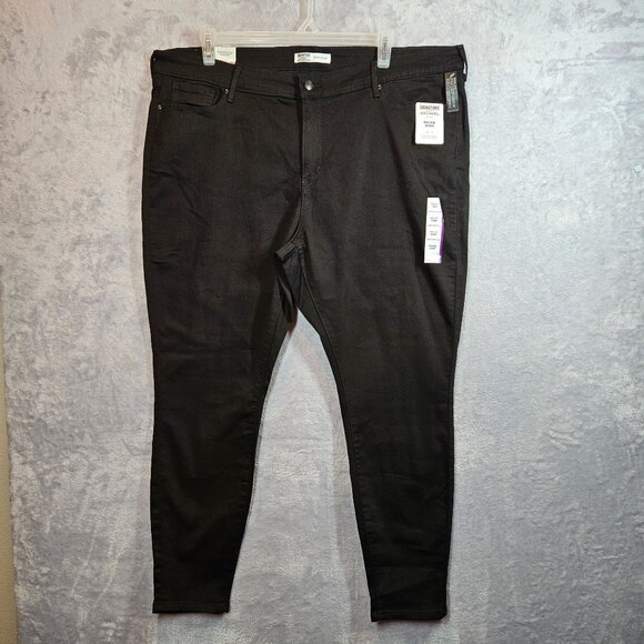NWT Signature By Levi Strauss Mid-Rise Skinny Black Jeans 24M W37 L30 office - Picture 1 of 15